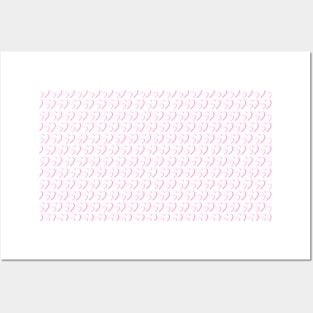 Pink heart shape pattern, and landscape white background Posters and Art